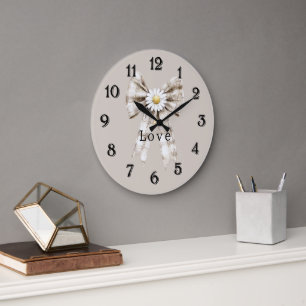 Cocoa Cream Vita Bow Daisy Blommor Stor Klocka