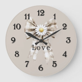 Cocoa Cream Vita Bow Daisy Blommor Stor Klocka