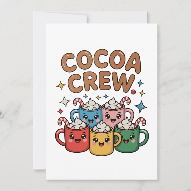 Cocoa Crew Varm Choklad Kawaii Jul Xmas Inbjudningar (Framsida)