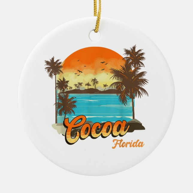 Cocoa Florida Beach Summer Vacation Handflatan Sun Julgransprydnad Keramik (Framsidan)