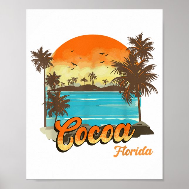 Cocoa Florida Beach Summer Vacation Handflatan Sun Poster (Framsidan)
