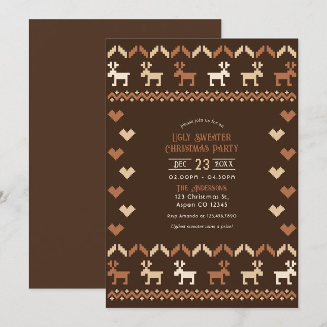 Cocoa & Kanel fulstasslig julfest Inbjudningar (Fram/baksida)