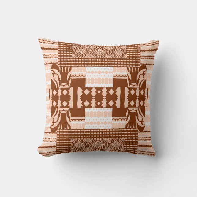 Cocoa Mosaic – Brun Blush & Cräm geometrisk Kudde (Framsida)