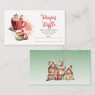 Cocoa och Macarons Tjej Bebis Shower Blöja Lotteri Tilläggskort