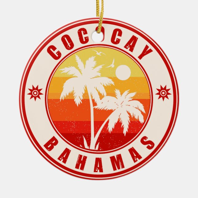 CocoCay Bahamas-öarna Retro Handflatan träd Souven Julgransprydnad Keramik (Framsidan)