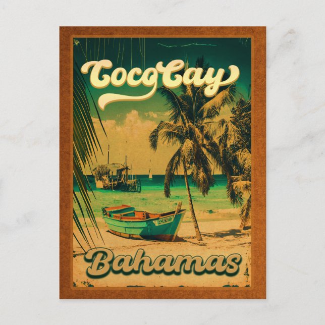 CocoCay Bahamas-öarna Retro Handflatan träd Souven Vykort (Framsida)