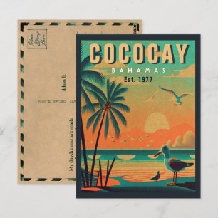 CocoCay Bahamas Retro Fiskmås Souvenir 1950-talet Vykort