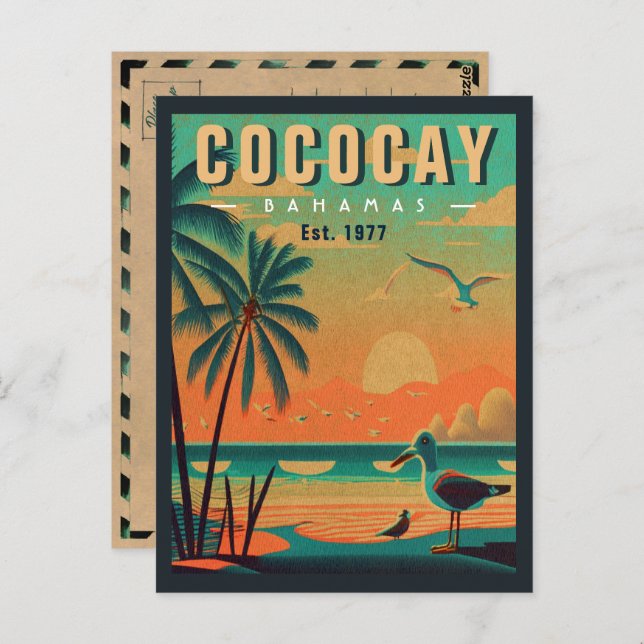 CocoCay Bahamas Retro Fiskmås Souvenir 1950-talet Vykort (Fram/baksida)