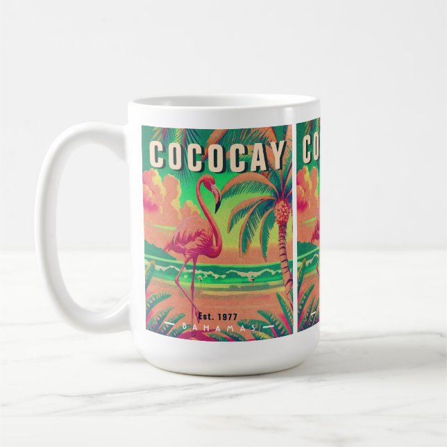 CocoCay Bahamas Retro Flamingo Souvenir 1950-talet Kaffemugg (Vänster)