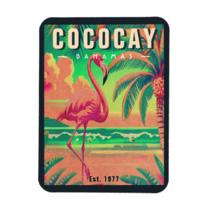 CocoCay Bahamas Retro Flamingo Souvenir 1950-talet Magnet