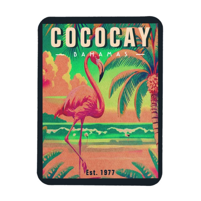 CocoCay Bahamas Retro Flamingo Souvenir 1950-talet Magnet (Vertikal)