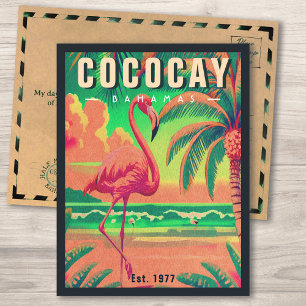 CocoCay Bahamas Retro Flamingo Souvenir 1950-talet Vykort