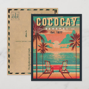 CocoCay Bahamas Retro Sunset Souvenir 1950-talet Vykort