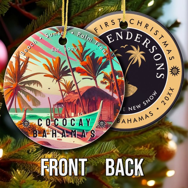 CocoCay Bahamas Retro Travel Souvenir 1950-talet Julgransprydnad Keramik (Skapare uppladdad)