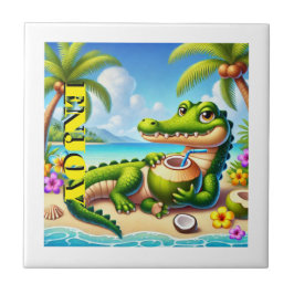 COCODRILLO MED COCO VATTEN KAKELPLATTA