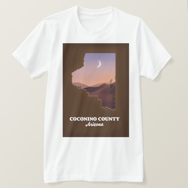 Coconino County Arizona Karta. T Shirt (Design framsida)