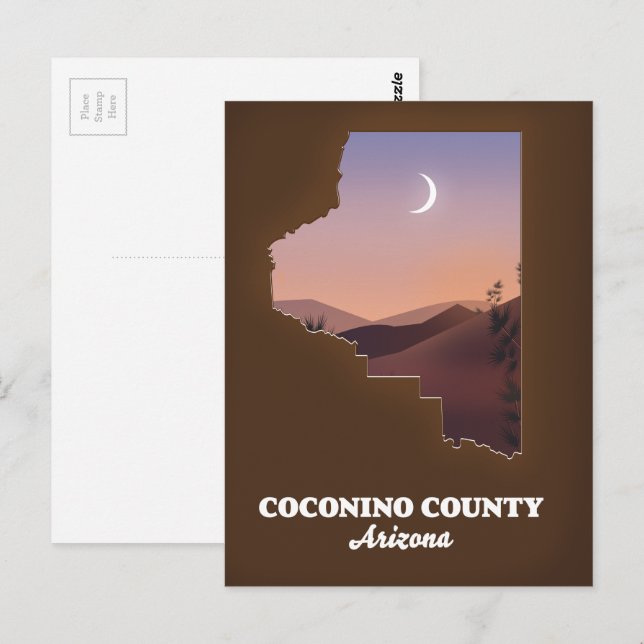 Coconino County Arizona Karta. Vykort (Fram/baksida)