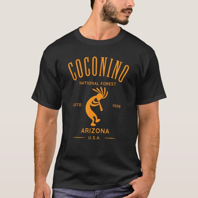 Coconino National Forest Arizona Kokopelli Design T Shirt (Framsida)