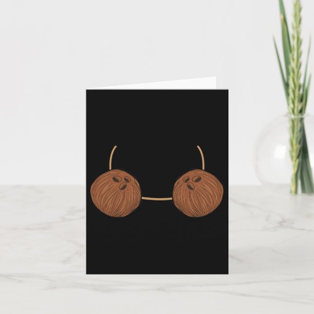 Coconut Bra Costume Cute Easy Food Halloween Gift Kort (Framsida)
