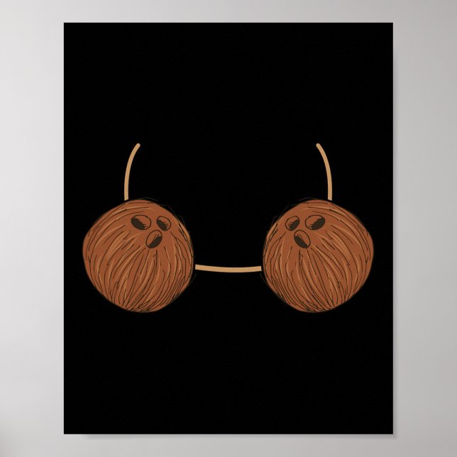 Coconut Bra Costume Cute Easy Food Halloween Gift Poster (Framsidan)