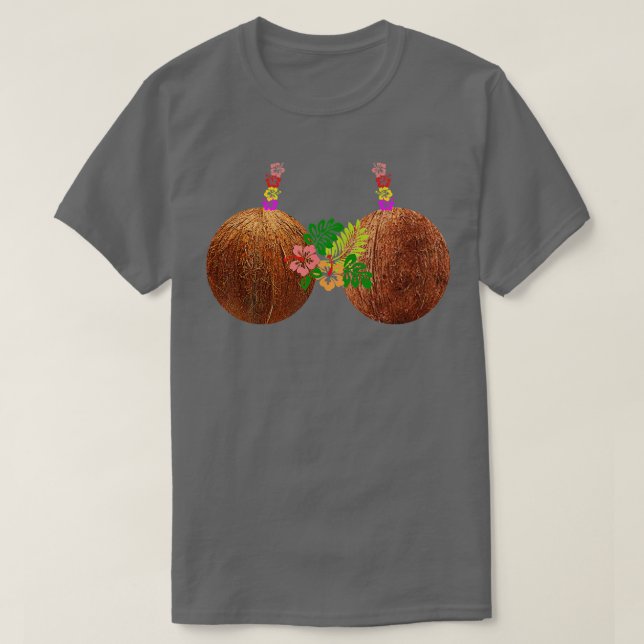 Coconut Bra Hawaii Luau Costume Funny  T Shirt (Design framsida)