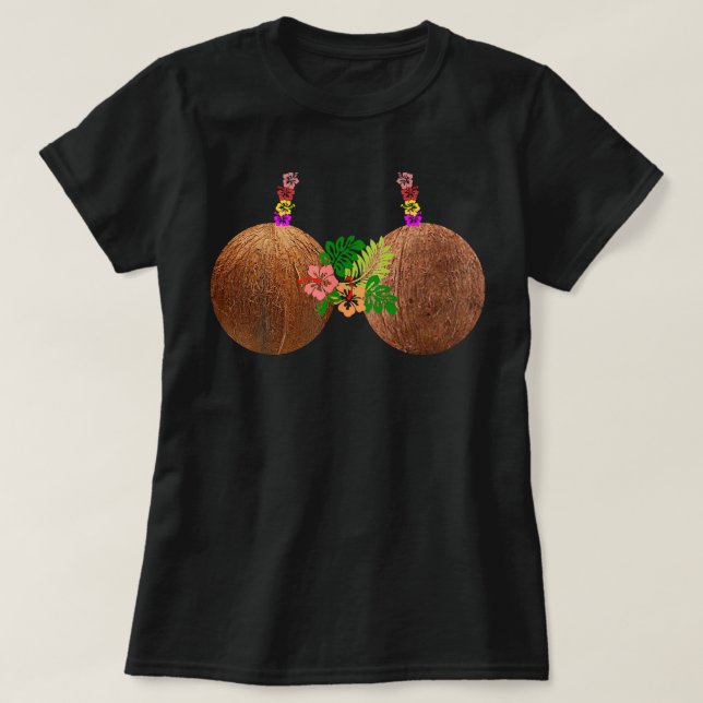 Coconut Bra Hawaii Luau Costume Funny T Shirt (Design framsida)