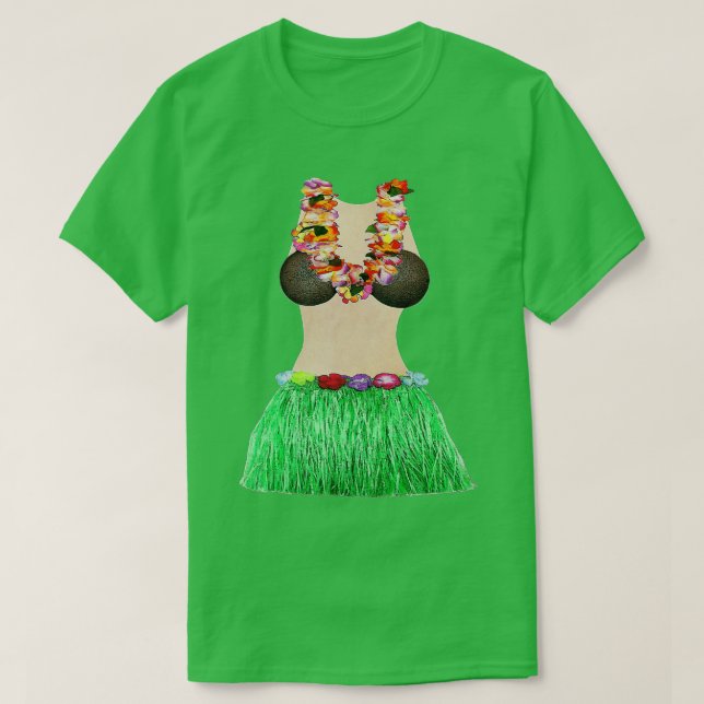 Coconut Bra Lei Flowers Grass Skirt Coola Luau Par T Shirt (Design framsida)