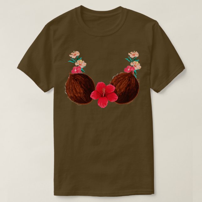 Coconut Bra - Lei - Summer Costume - Hawaiian Hall T Shirt (Design framsida)