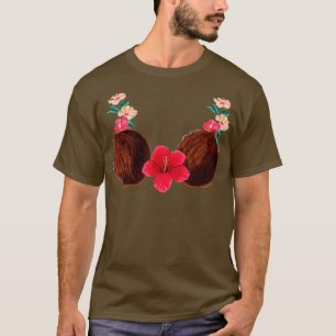 Coconut Bra - Lei - Summer Costume - Hawaiian Hall T Shirt