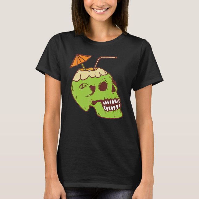 Coconut Bra Skull Skeleton Hand Halloween Costume T Shirt (Framsida)