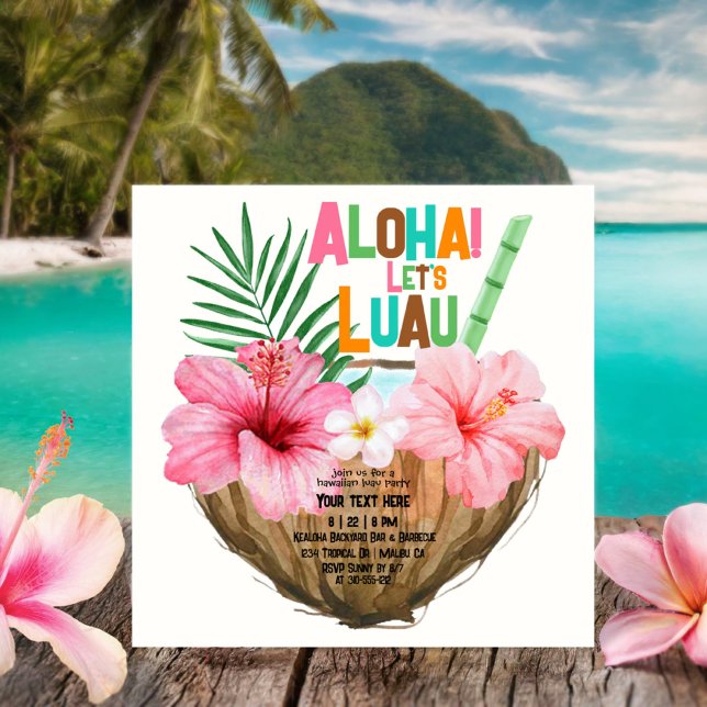 Coconut Cocktail Luau Shower Tropical Hawaiian Inbjudningar (Skapare uppladdad)