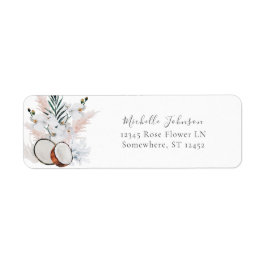 Coconut Coral & White Blommigt2 Returadressetikett Returadress Etikett