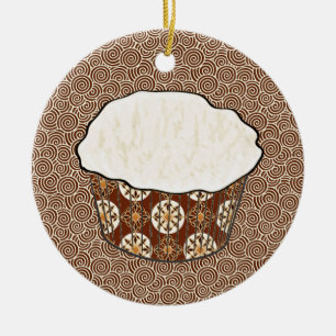Coconut Cuptårta, japansk wirl-bakgrund Julgransprydnad Keramik