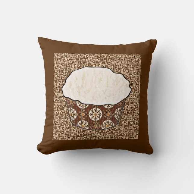 Coconut Cuptårta, japansk wirl-bakgrund Kudde (Framsida)