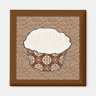 Coconut Cuptårta, japansk wirl-bakgrund Magnet