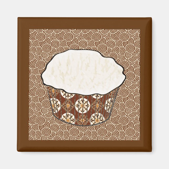 Coconut Cuptårta, japansk wirl-bakgrund Magnet (Framsidan)