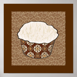 Coconut Cuptårta, japansk wirl-bakgrund Poster