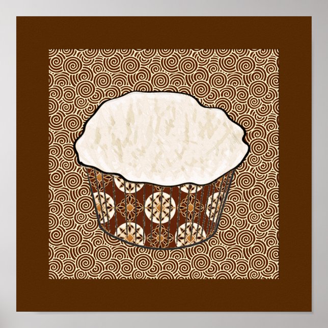 Coconut Cuptårta, japansk wirl-bakgrund Poster (Framsidan)
