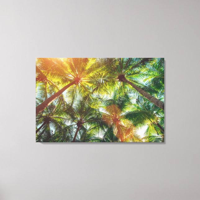 Coconut Handflatan träd på stranden Canvastryck (Framsida)