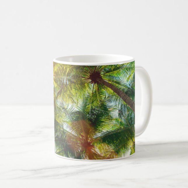 Coconut Handflatan träd på stranden Kaffemugg (Framsida höger)