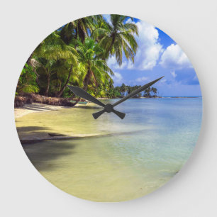 Coconut Handflatan Träd Tropical Island Stor Klocka