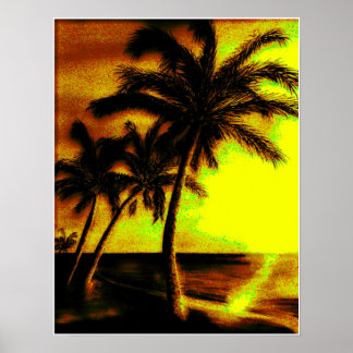 Coconut Handflatan vid Sunset Poster