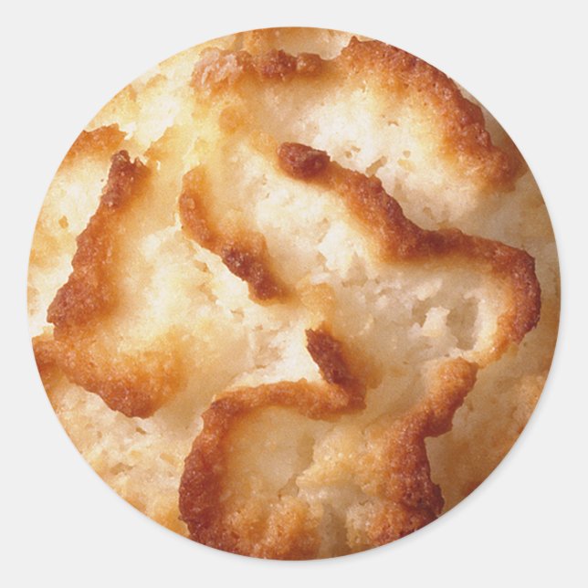 Coconut Macaroon Cookies Stickers Runt Klistermärke (Framsida)