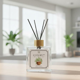 Coconut Reed Diffuser Label Fyrkantigt Klistermärke