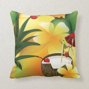 Coconut Tiki Pub Luau Tropical Pillow Kudde