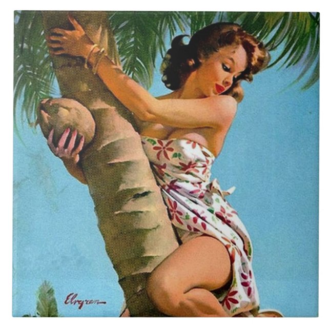 Coconut träd-stift kakelplatta (Framsidan)