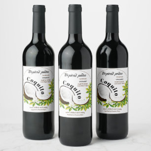 Coconut Tropical Fruit Vinflaska Etikett