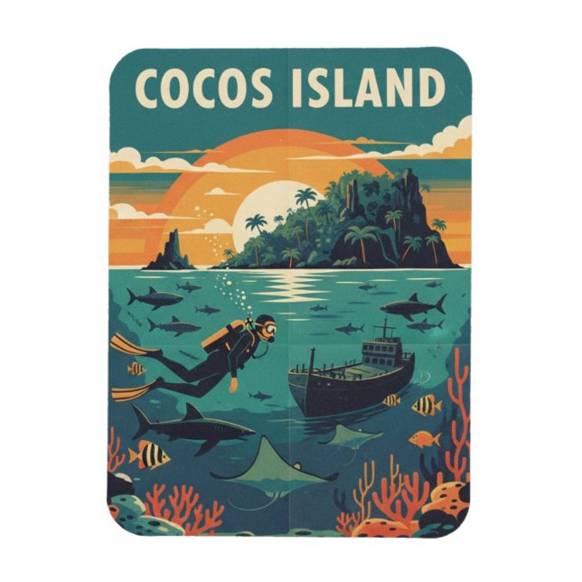 Cocos Island-dykare Magnet (Vertikal)