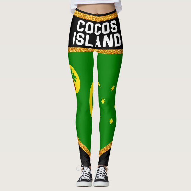 Cocos Island Flagga Leggings (Framsida)