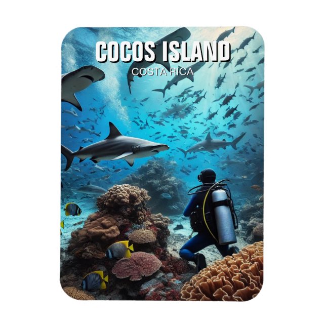 Cocos Island Scuba Diver Magnet (Vertikal)